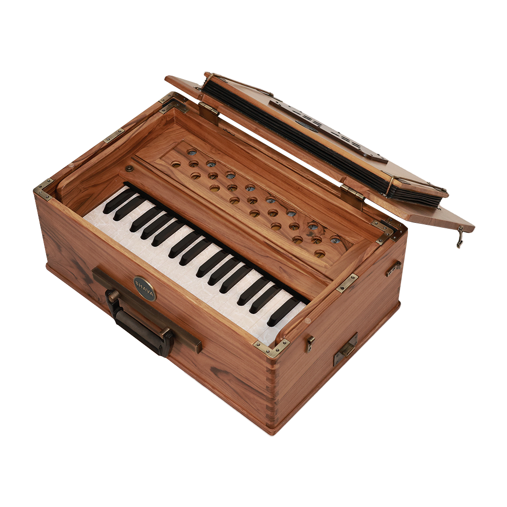 Bhava Mini Concert Edition Teak Harmonium Recessed Into Outer Shell