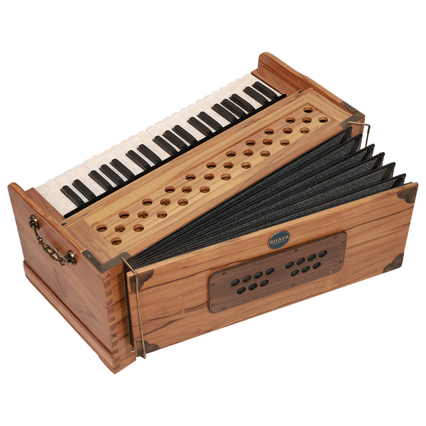 Bhava Studio Concert Edition Teak Harmonium, Bellows Open Back Right