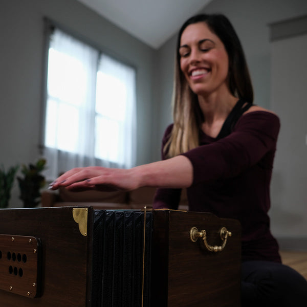 Bhava Studio Harmonium, Limited Edition Dark Cedar being played