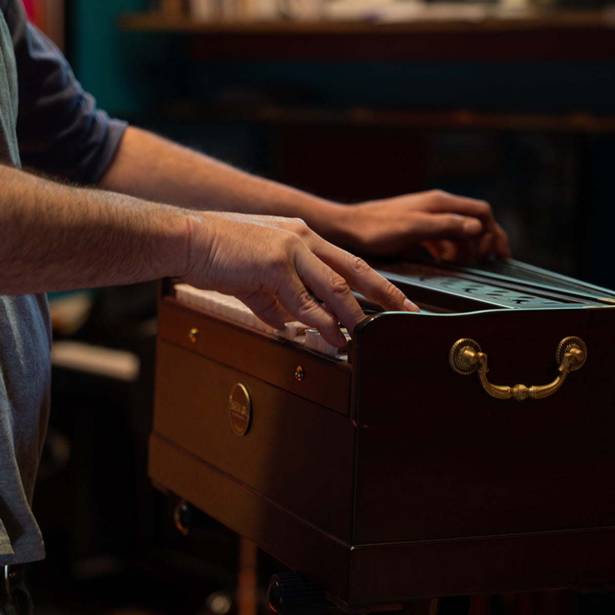 Bhava Lite "Travel" Harmonium, Limited Edition Mahogany being played