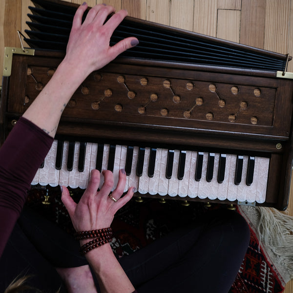 Bhava Studio Harmonium, Limited Edition Dark Cedar being played